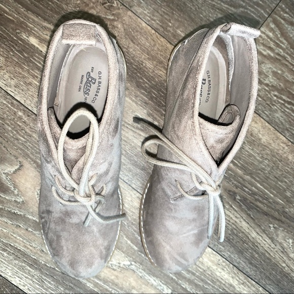 G.H Bass Tan Wedge Suede Ankle Boots Size 8 - Picture 11 of 14